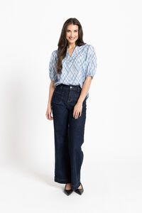 Seeking Lola Denim Check Vacation Top
