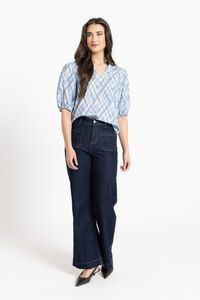 Seeking Lola Denim Check Vacation Top
