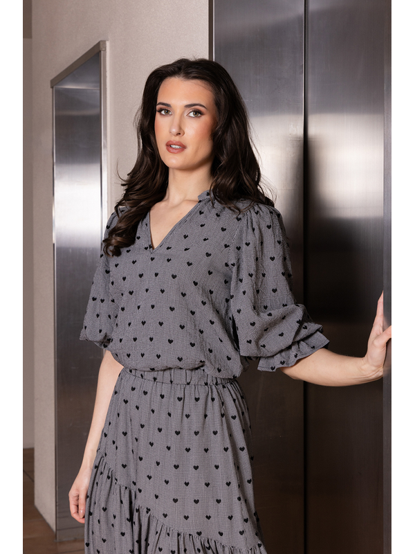 Seeking Lola Black Heart Graceful Top