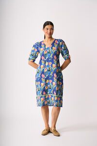 Foil Print Trim Time Dress