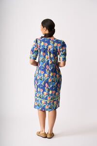 Foil Print Trim Time Dress