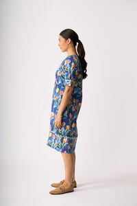 Foil Print Trim Time Dress