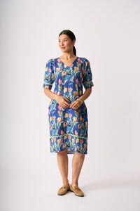 Foil Print Trim Time Dress
