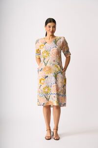 Foil Print Trim Time Dress