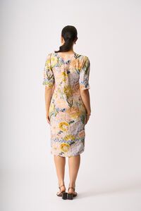 Foil Print Trim Time Dress