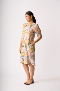 Foil Print Trim Time Dress