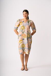 Foil Print Trim Time Dress
