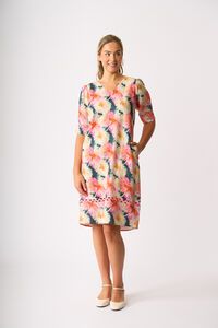 Foil Print Trim Time Dress