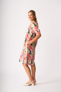 Foil Print Trim Time Dress