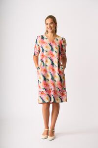 Foil Print Trim Time Dress