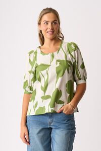Foil Scoop Neck Swing Top