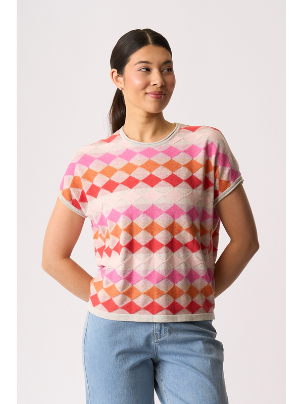 Foil Diamonds Drop Shoulder Top