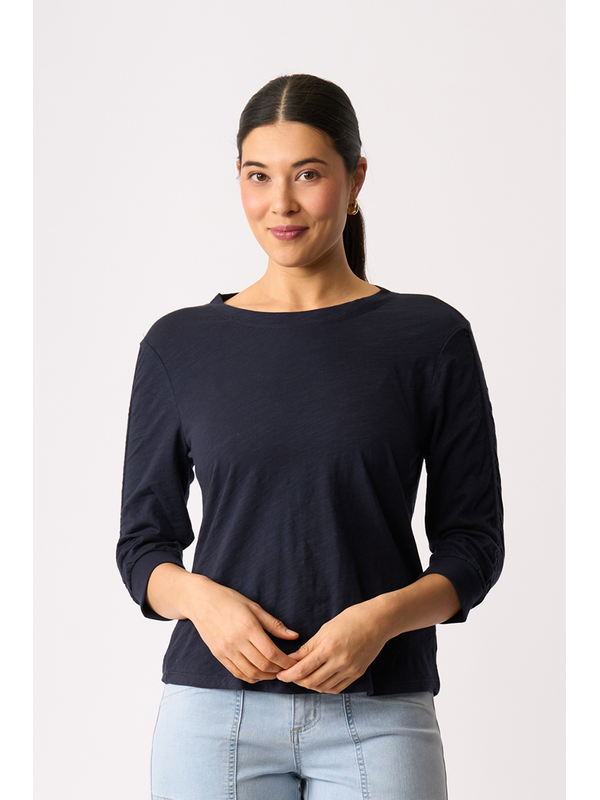 Foil Gathered Sleeve Top