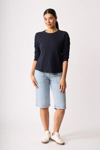 Foil Gathered Sleeve Top