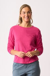 Foil Gathered Sleeve Top