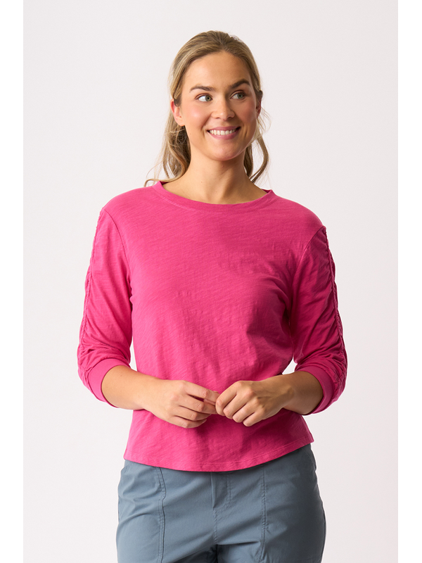 Foil Gathered Sleeve Top