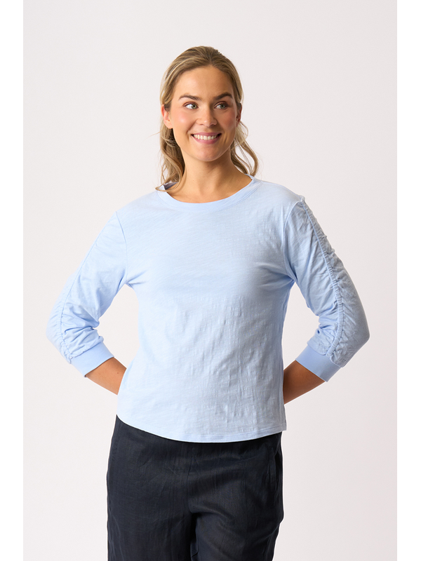 Foil Gathered Sleeve Top