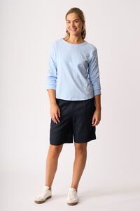 Foil Gathered Sleeve Top