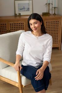 Foil Gathered Sleeve Top