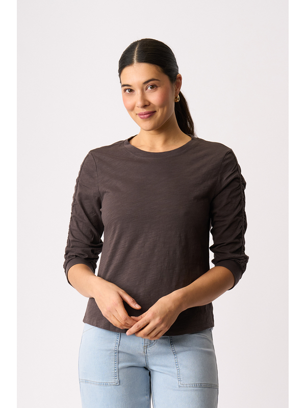 Foil Gathered Sleeve Top