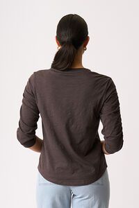 Foil Gathered Sleeve Top