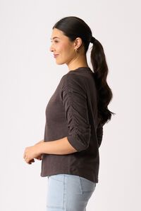 Foil Gathered Sleeve Top