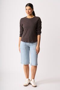 Foil Gathered Sleeve Top
