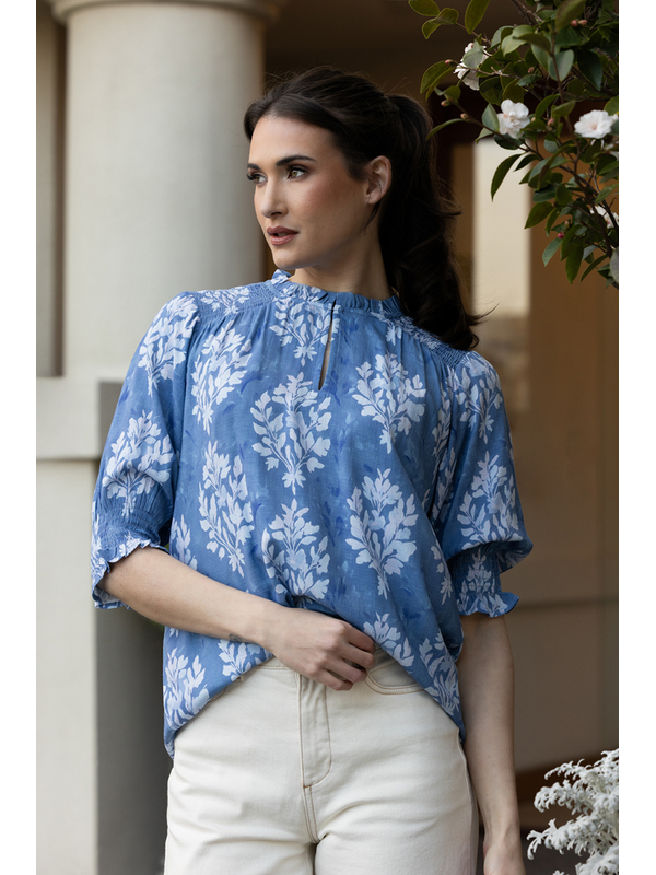 Seeking Lola Denim Floret SS Gifted Top