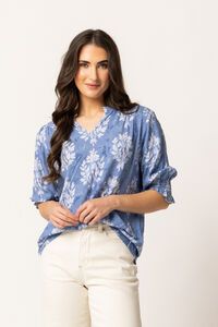 Seeking Lola Denim Floret SS Gifted Top