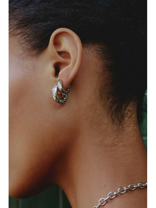 Edblad Crystalite Large Silver Hoops Earrings