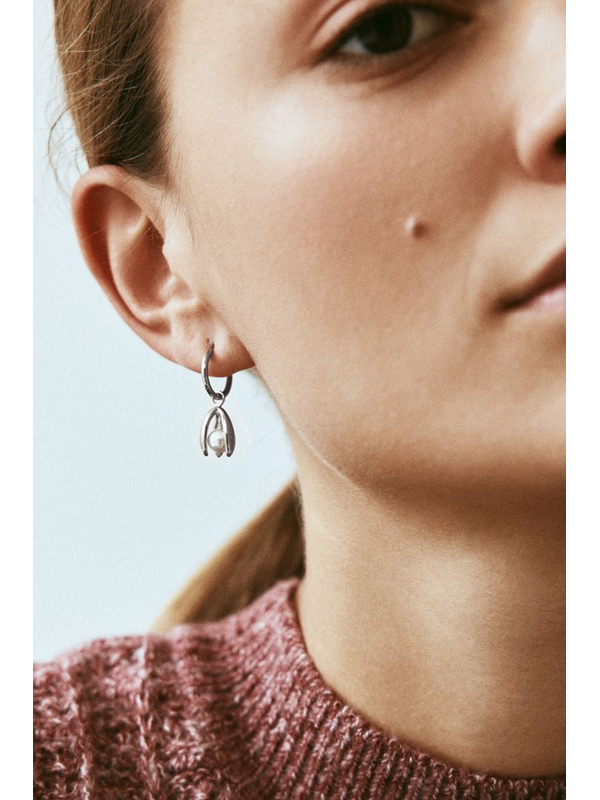 Edblad Moonrave Large Silver Hoops Earrings