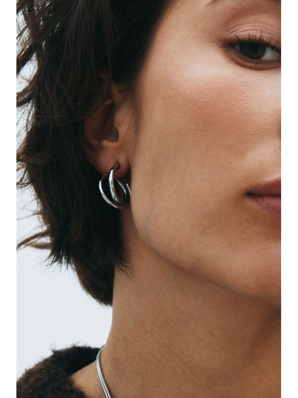 Edblad Nouveau Large Silver Hoops Earrings