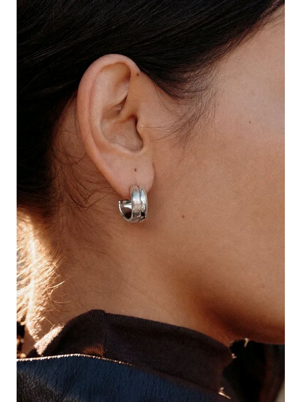 Edblad Wildern Large Silver Hoops Earrings