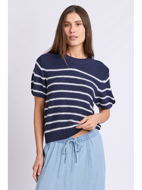 Foxwood Blair Stripe Short Sleeve Knit