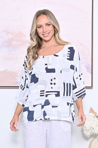 AE Luxe Geo Print Linen Top