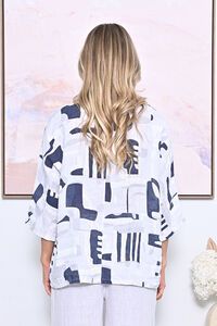 AE Luxe Geo Print Linen Top
