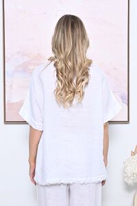 AE Luxe Ribbed Neckline Fringe Hem Top