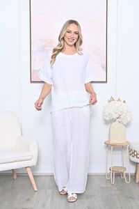 AE Luxe Ribbed Neckline Fringe Hem Top