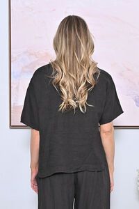 AE Luxe Leaf Embroiderey Linen Top