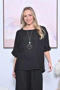 AE Luxe Linen Top with Necklace