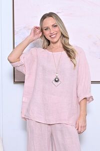 AE Luxe Linen Top with Necklace