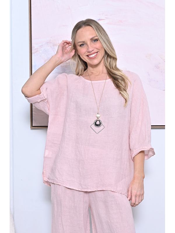 AE Luxe Linen Top with Necklace