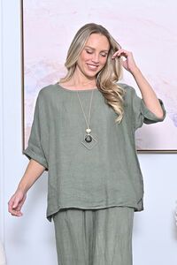AE Luxe Linen Top with Necklace