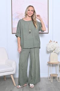 AE Luxe Linen Top with Necklace