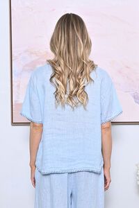 AE Luxe Contrast Stitching Linen Top