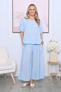 AE Luxe Contrast Stitching Linen Top