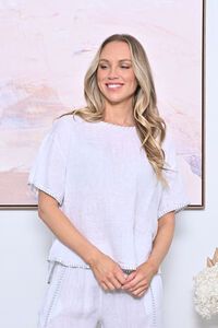 AE Luxe Contrast Stitching Linen Top