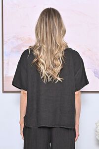 AE Luxe Contrast Stitching Linen Top