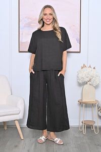 AE Luxe Contrast Stitching Linen Top