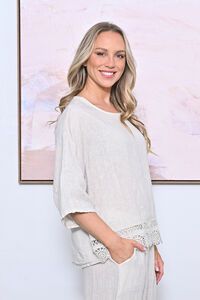 AE Luxe Crochet Hem Linen Top